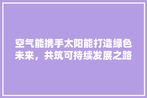 空气能携手太阳能打造绿色未来，共筑可持续发展之路 家具修理