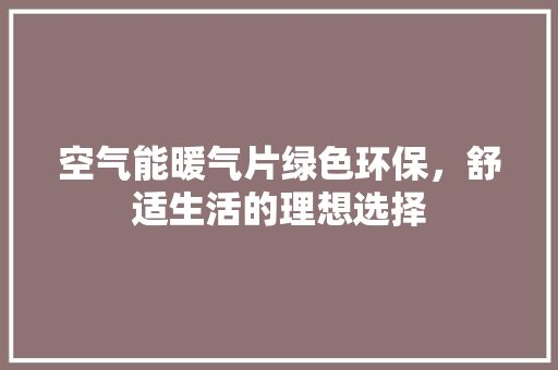 空气能暖气片绿色环保，舒适生活的理想选择 洁具维修