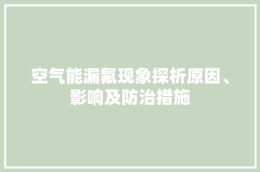空气能漏氟现象探析原因、影响及防治措施 洗衣机