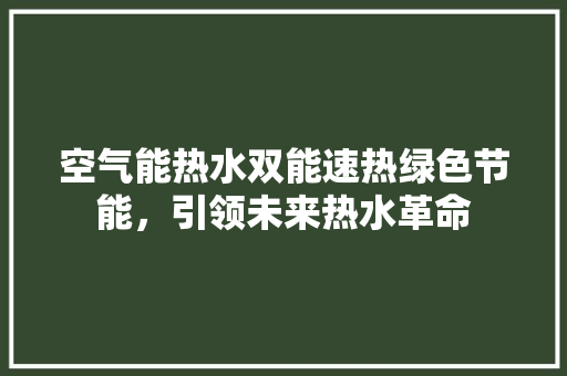 空气能热水双能速热绿色节能，引领未来热水革命 局部翻新