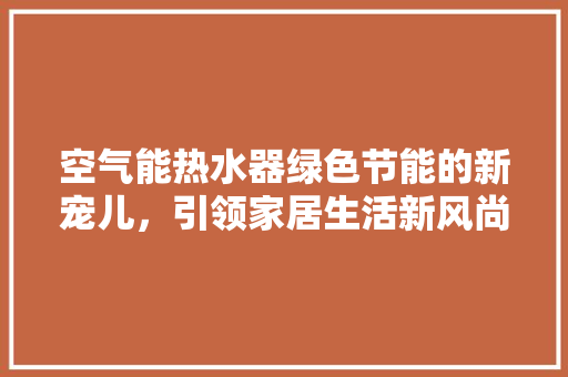 空气能热水器绿色节能的新宠儿，引领家居生活新风尚 家电维护