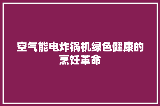 空气能电炸锅机绿色健康的烹饪革命 龙头管件