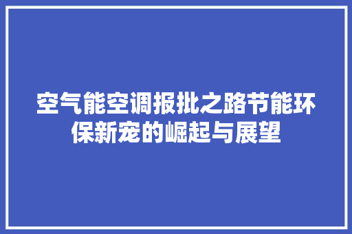 空气能空调报批之路节能环保新宠的崛起与展望 空调