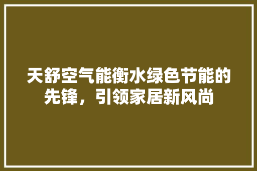 天舒空气能衡水绿色节能的先锋，引领家居新风尚 热水器