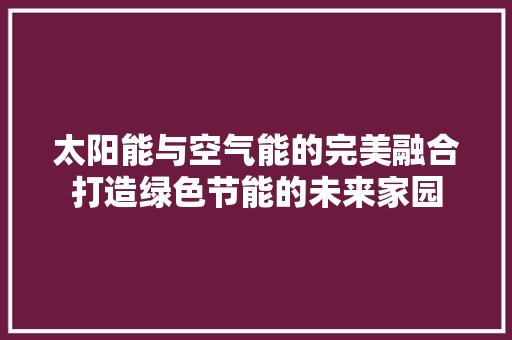太阳能与空气能的完美融合打造绿色节能的未来家园 洗衣机