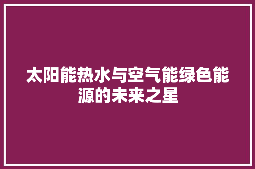 太阳能热水与空气能绿色能源的未来之星 热水器