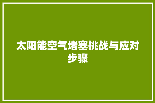 太阳能空气堵塞挑战与应对步骤 洁具维修