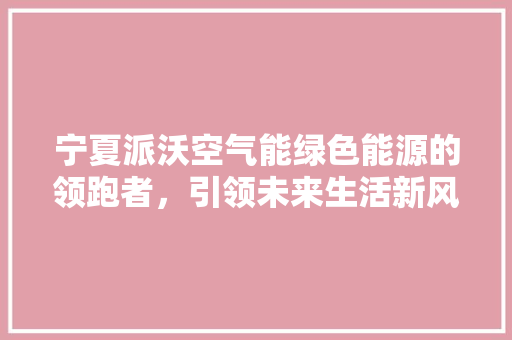 宁夏派沃空气能绿色能源的领跑者，引领未来生活新风尚 局部翻新