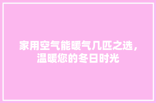 家用空气能暖气几匹之选，温暖您的冬日时光 热水器