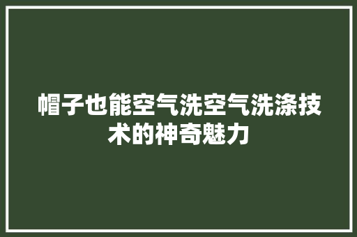 帽子也能空气洗空气洗涤技术的神奇魅力 旧房改造