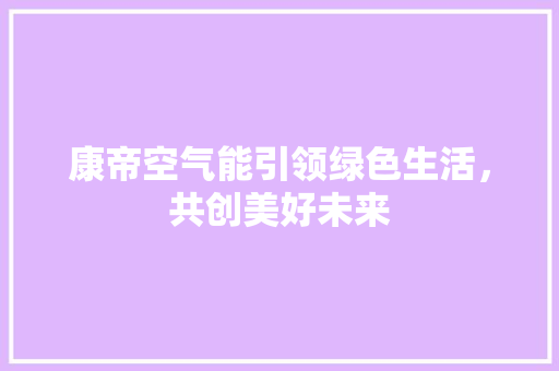 康帝空气能引领绿色生活，共创美好未来 家居维修