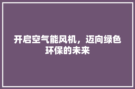 开启空气能风机，迈向绿色环保的未来 洗衣机