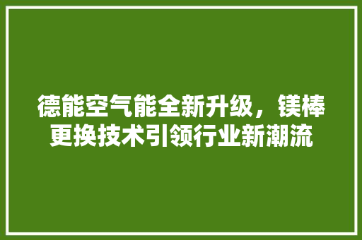 德能空气能全新升级，镁棒更换技术引领行业新潮流 水电维修
