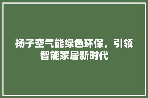 扬子空气能绿色环保，引领智能家居新时代 装修设计