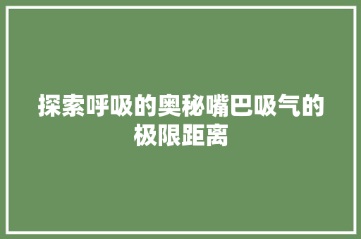 探索呼吸的奥秘嘴巴吸气的极限距离 局部翻新