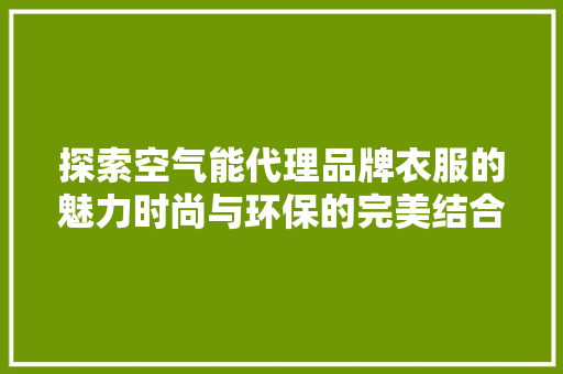 探索空气能代理品牌衣服的魅力时尚与环保的完美结合 贴膜