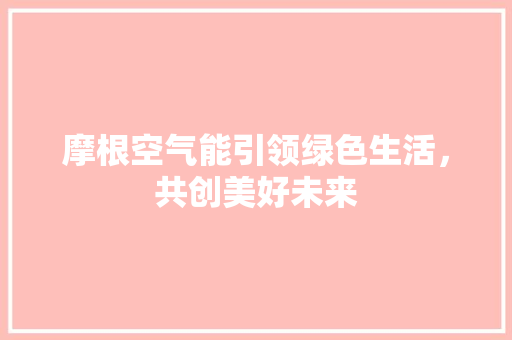 摩根空气能引领绿色生活，共创美好未来 家居维修