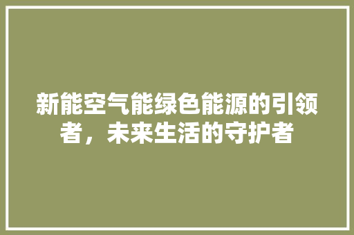 新能空气能绿色能源的引领者，未来生活的守护者 家电维护