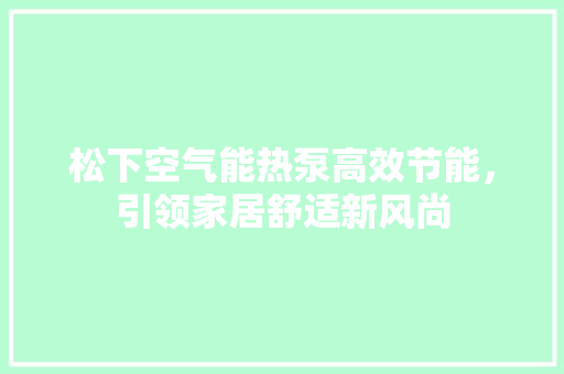 松下空气能热泵高效节能，引领家居舒适新风尚 翻新改色