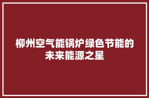 柳州空气能锅炉绿色节能的未来能源之星 旧房改造