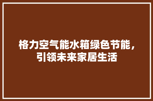 格力空气能水箱绿色节能，引领未来家居生活 洁具维修