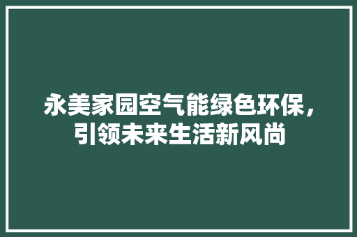 永美家园空气能绿色环保，引领未来生活新风尚 家电维护