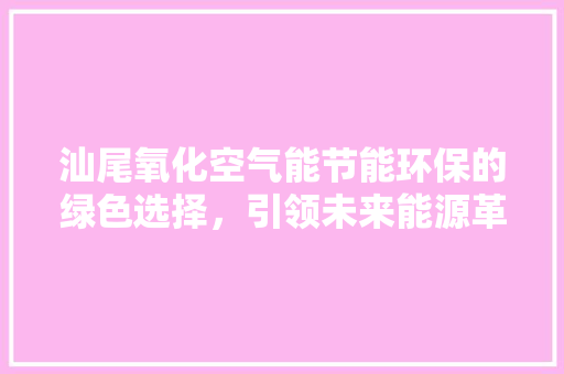 汕尾氧化空气能节能环保的绿色选择，引领未来能源革命 清洁保养