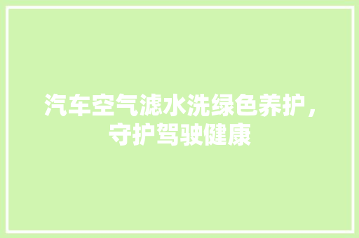 汽车空气滤水洗绿色养护，守护驾驶健康 家具修理