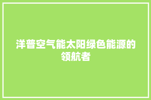 洋普空气能太阳绿色能源的领航者 家电维护