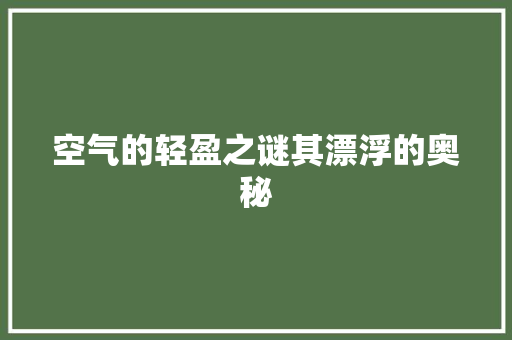 空气的轻盈之谜其漂浮的奥秘 热水器