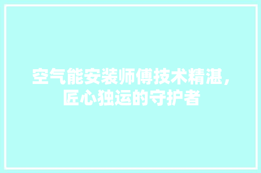 空气能安装师傅技术精湛，匠心独运的守护者 洁具维修