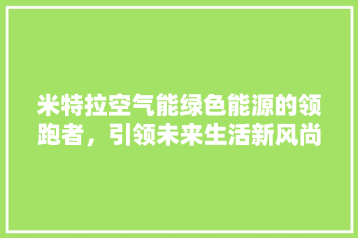 米特拉空气能绿色能源的领跑者，引领未来生活新风尚 家电维护