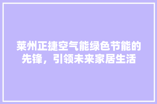 莱州正捷空气能绿色节能的先锋，引领未来家居生活 洁具维修