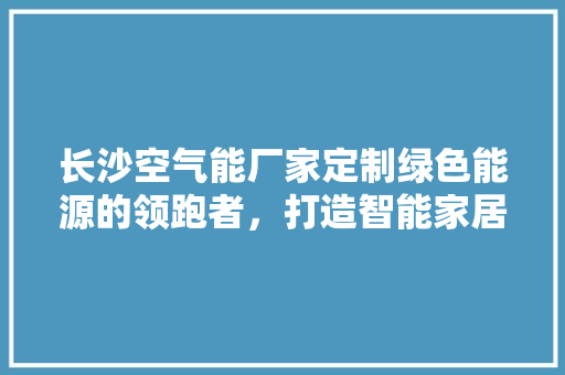 长沙空气能厂家定制绿色能源的领跑者，打造智能家居新体验 家居维修