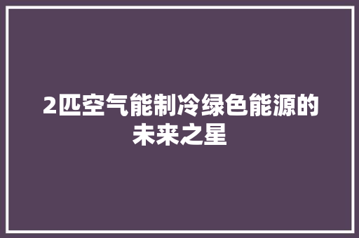 2匹空气能制冷绿色能源的未来之星 旧房改造