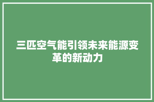 三匹空气能引领未来能源变革的新动力 清洁保养