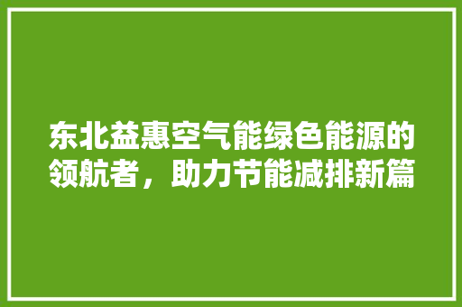 东北益惠空气能绿色能源的领航者，助力节能减排新篇章 贴膜