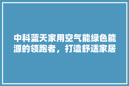 中科蓝天家用空气能绿色能源的领跑者，打造舒适家居新体验 家电维护