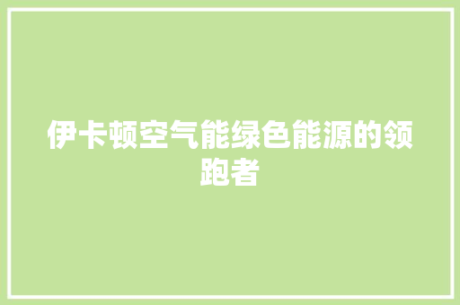 伊卡顿空气能绿色能源的领跑者 清洁保养