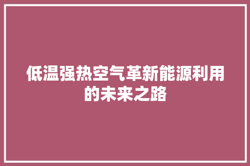 低温强热空气革新能源利用的未来之路 翻新改色