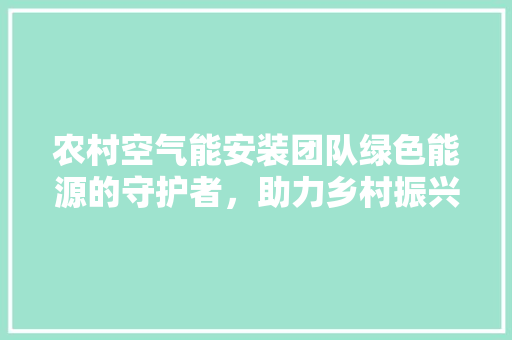 农村空气能安装团队绿色能源的守护者，助力乡村振兴 灯具安装