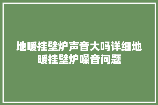 地暖挂壁炉声音大吗详细地暖挂壁炉噪音问题 空调