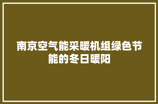 南京空气能采暖机组绿色节能的冬日暖阳 空调