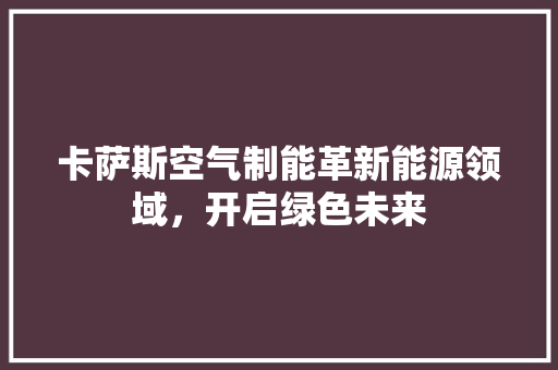 卡萨斯空气制能革新能源领域，开启绿色未来 水电维修