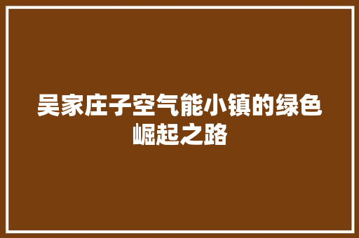 吴家庄子空气能小镇的绿色崛起之路 局部翻新