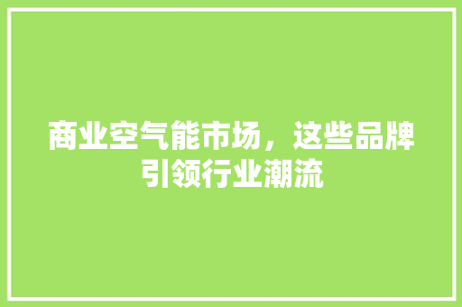 商业空气能市场，这些品牌引领行业潮流 家电维护
