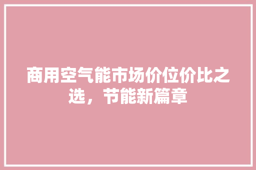 商用空气能市场价位价比之选，节能新篇章 清洁保养