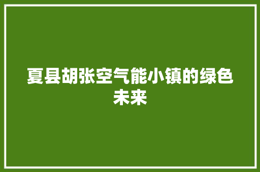夏县胡张空气能小镇的绿色未来 家具修理