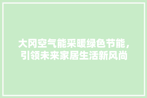大冈空气能采暖绿色节能，引领未来家居生活新风尚 空调