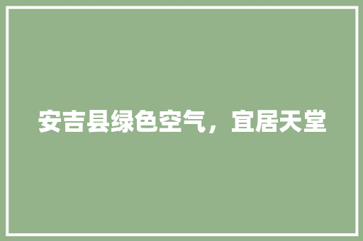 安吉县绿色空气，宜居天堂 家居维修